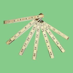 Vintage Woolco Folding Ruler No. 59 Spring Joint 2-Way 72" Wooden White Made USA